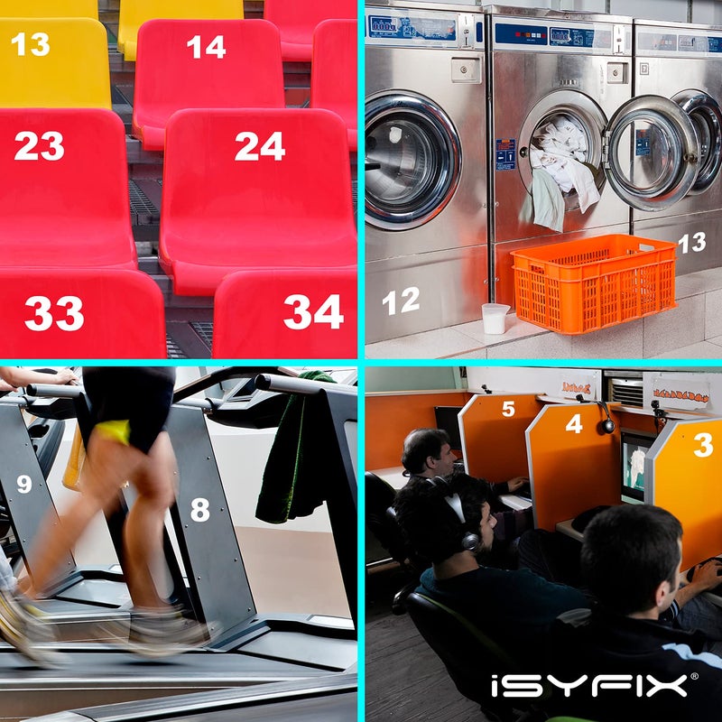 إزيفيكس ملصقات أرقام من الفينيل الأبيض iSYFIX - مجموعتان من الملصقات ذاتية اللصق مقاس 10.16 سم - ملصق ممتاز مقطوع بالقالب ومتباعد مسبقًا لعلامات صندوق البريد، نافذة الباب، السيارات، الشاحنات، رقم عنوان العمل المنزلي، داخلي/خارجي - Image 3
